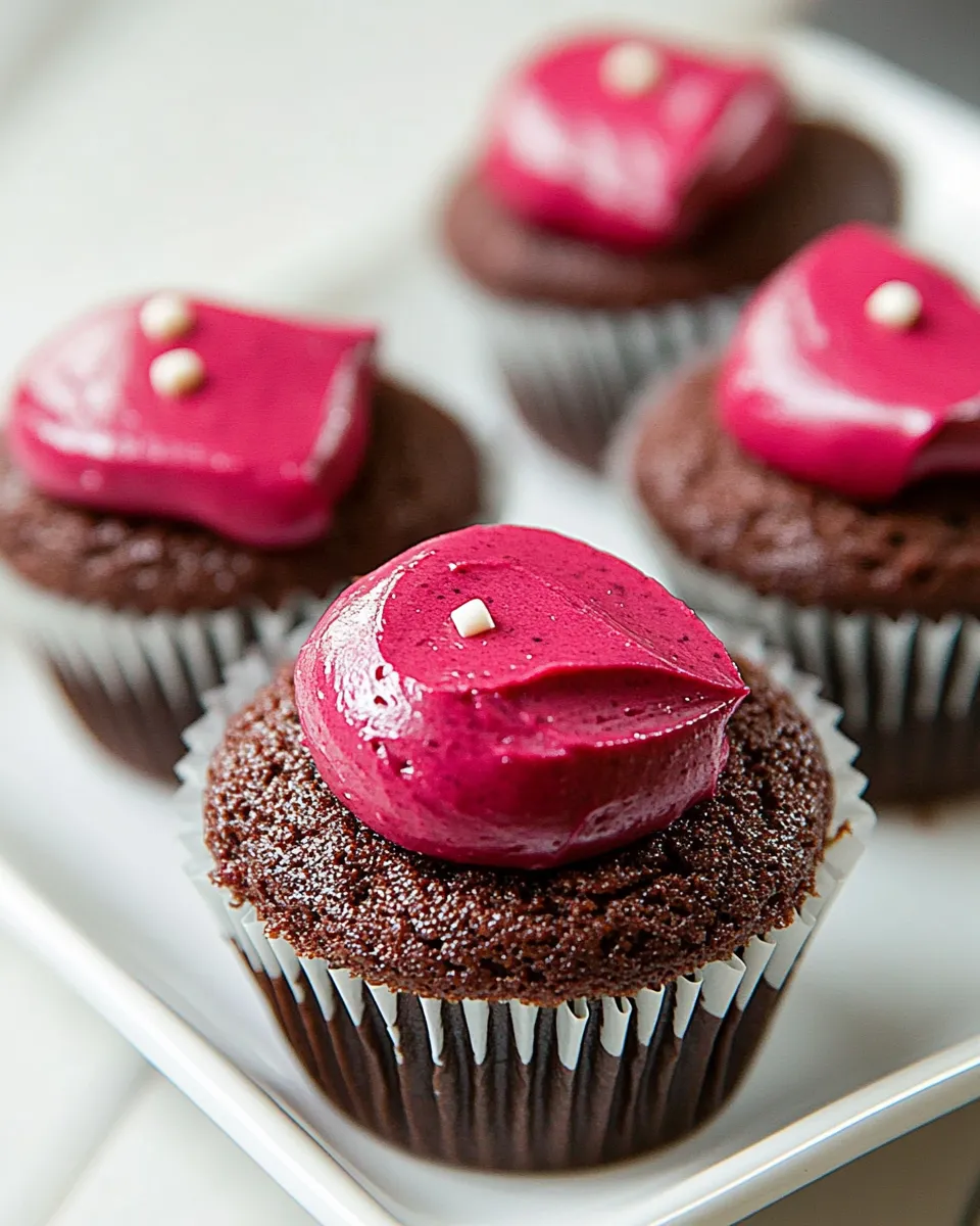Homemade Chocolate Beet Cupcakes with Ganache and Marshmallow Filling photo