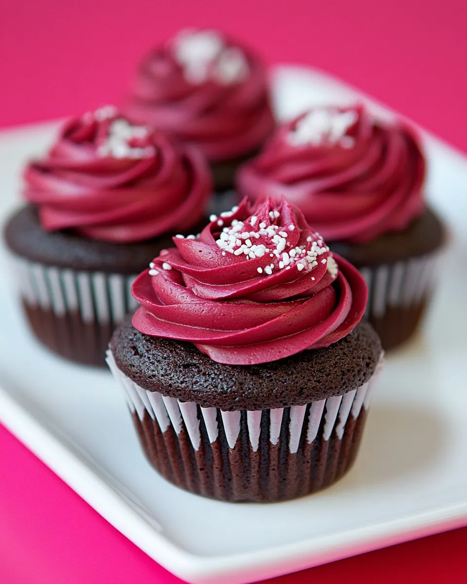 Classic Chocolate Beet Cupcakes with Ganache and Marshmallow Filling image
