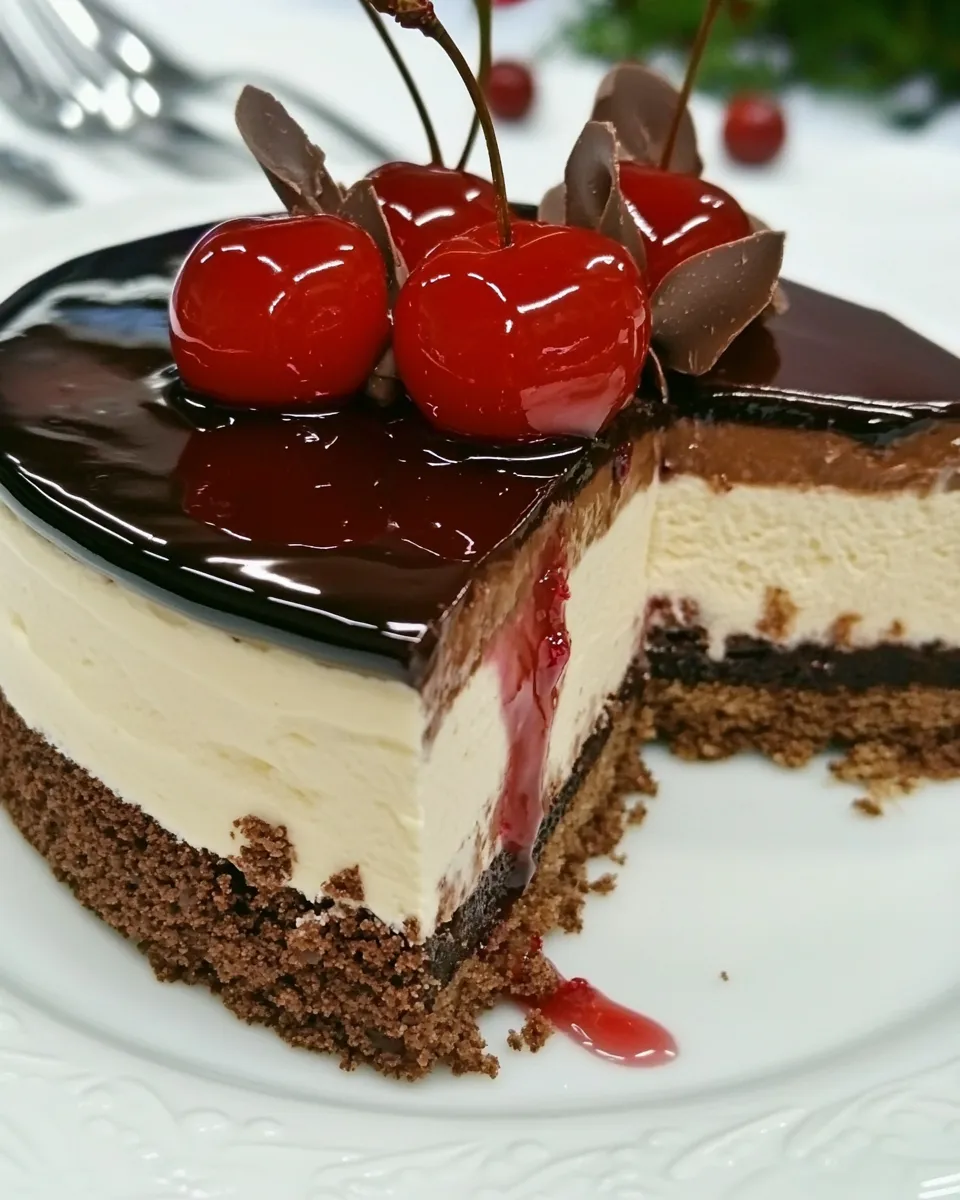 Classic Chocolate Cheese Mousse Cake w/ Cherry Jam image