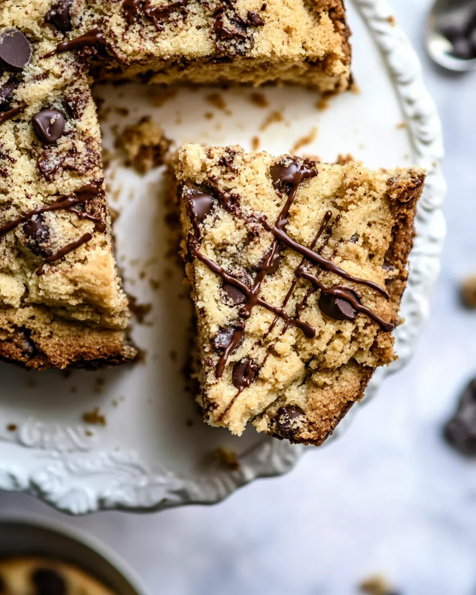 Quick Chocolate Chip Cookie Coffee Cake. food shot