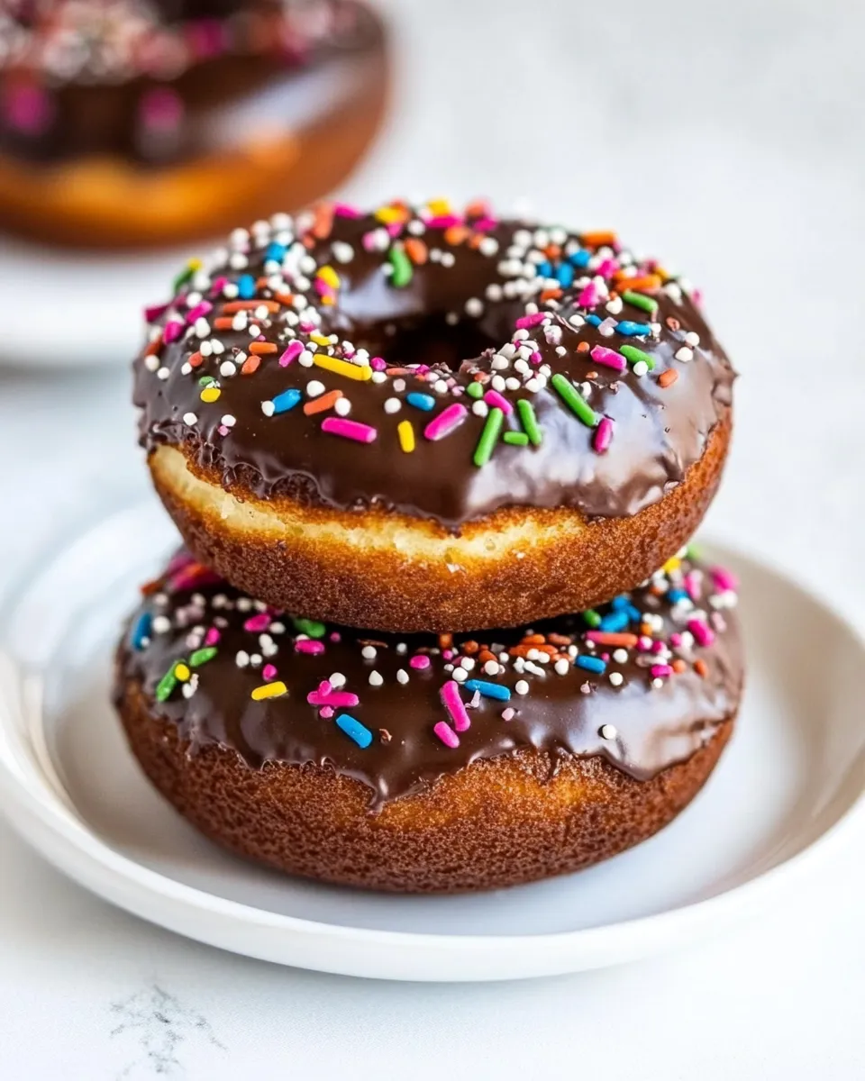 Homemade Chocolate Frosted Cake Donuts. recipe photo
