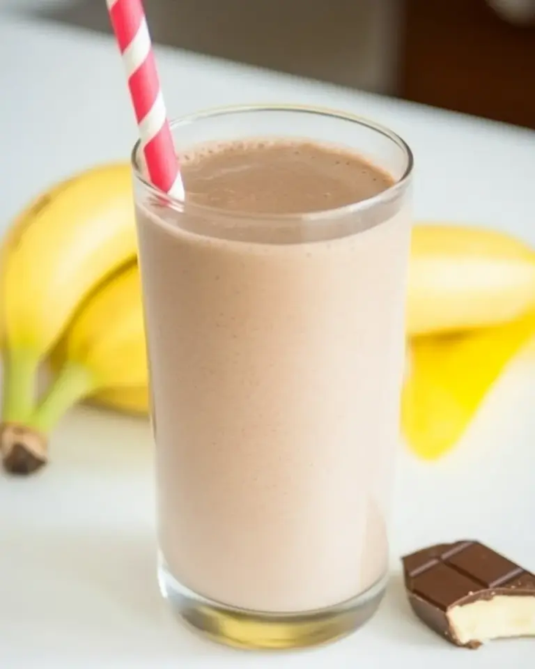 Homemade Chocolate Peanut Butter Banana Smoothie photo