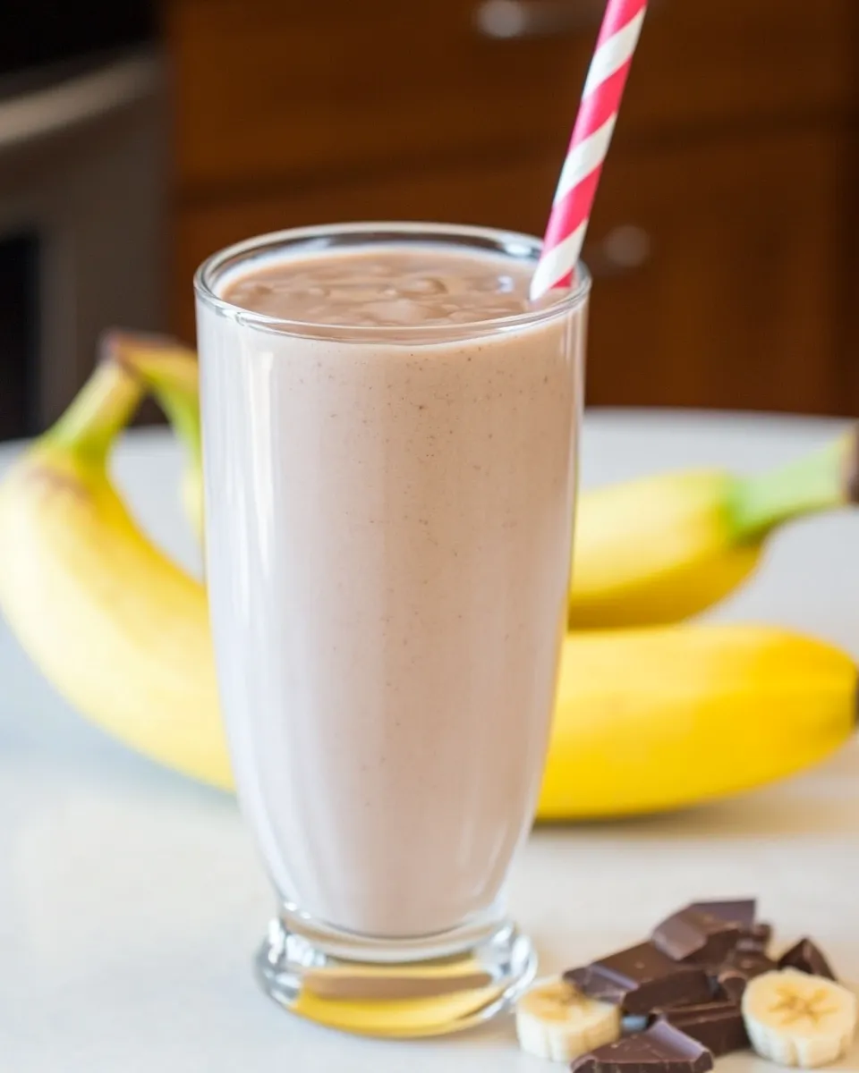 Delicious Chocolate Peanut Butter Banana Smoothie shot