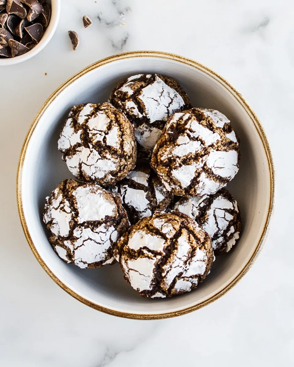 Delicious Chocolate Peanut Butter Crinkle Cookies. food shot