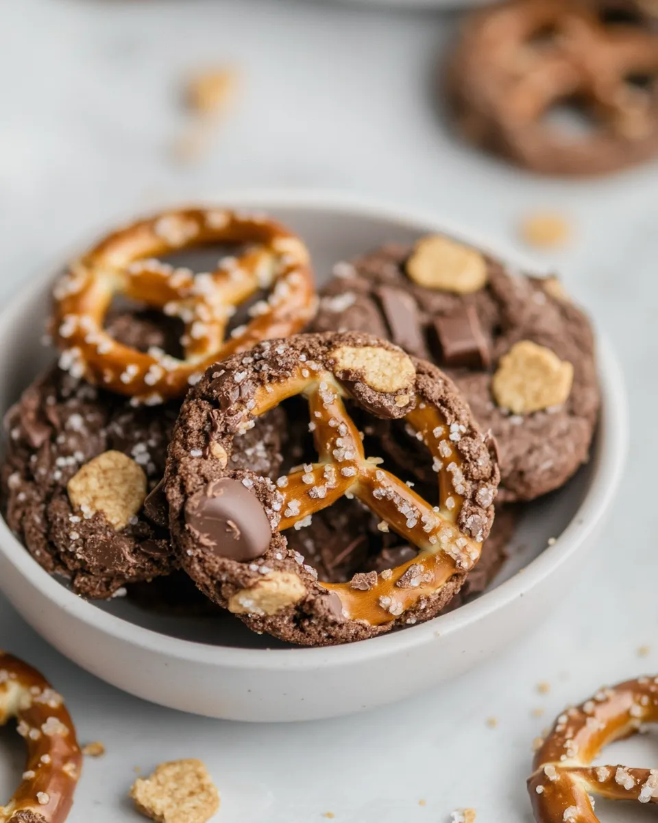 Easy Chocolate Toffee Pretzel Cookies. shot