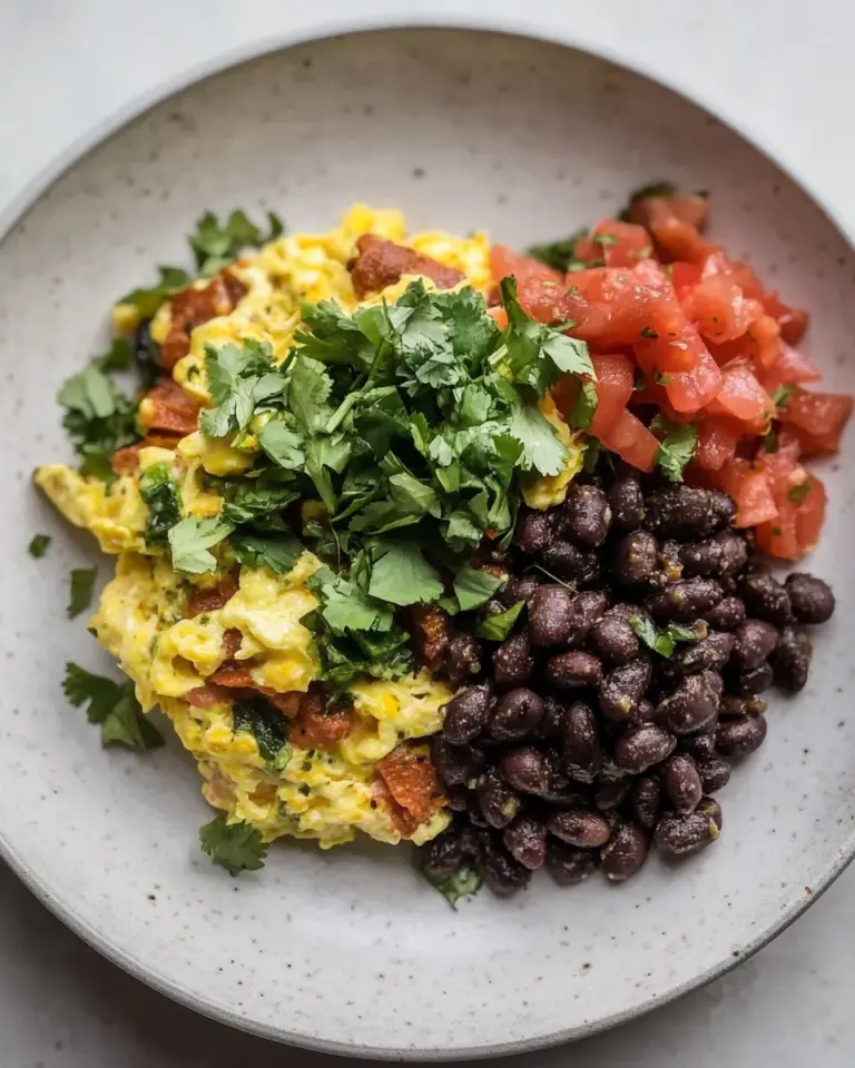 Homemade Cilantro Scramble with Spiced Black Beans recipe photo