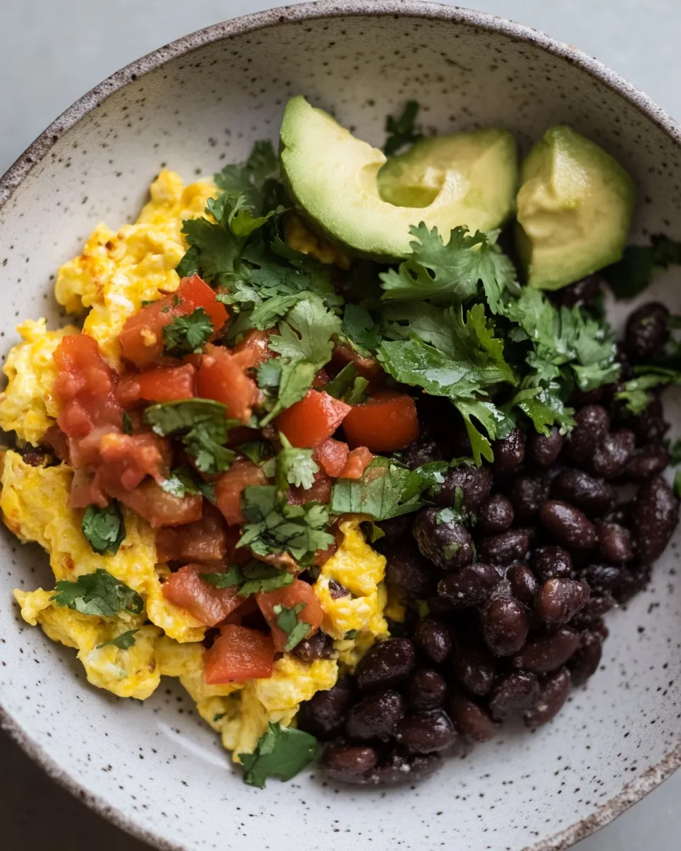 Easy Cilantro Scramble with Spiced Black Beans food shot