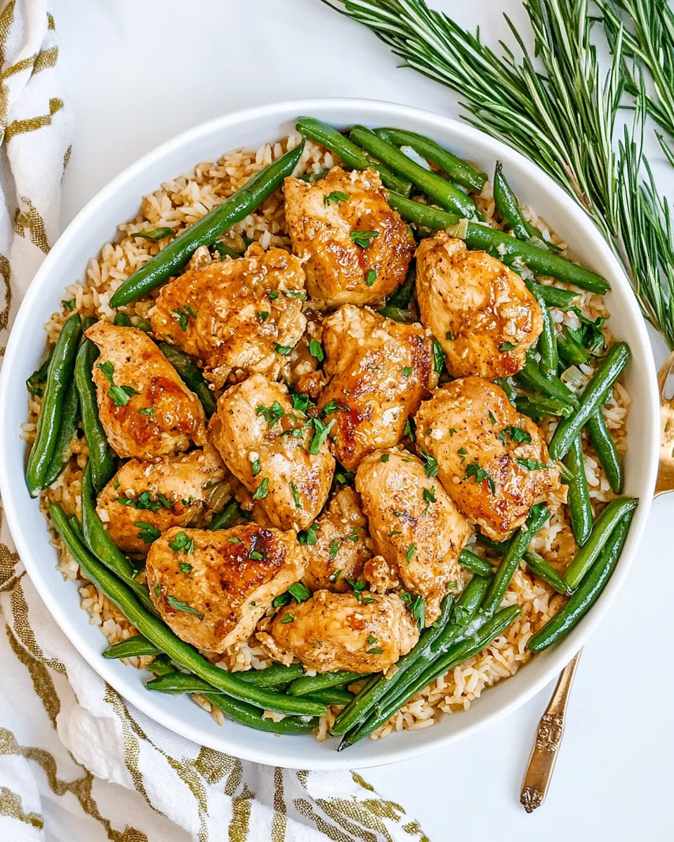 Delicious Coconut Chicken with Rice and Green Beans dish photo