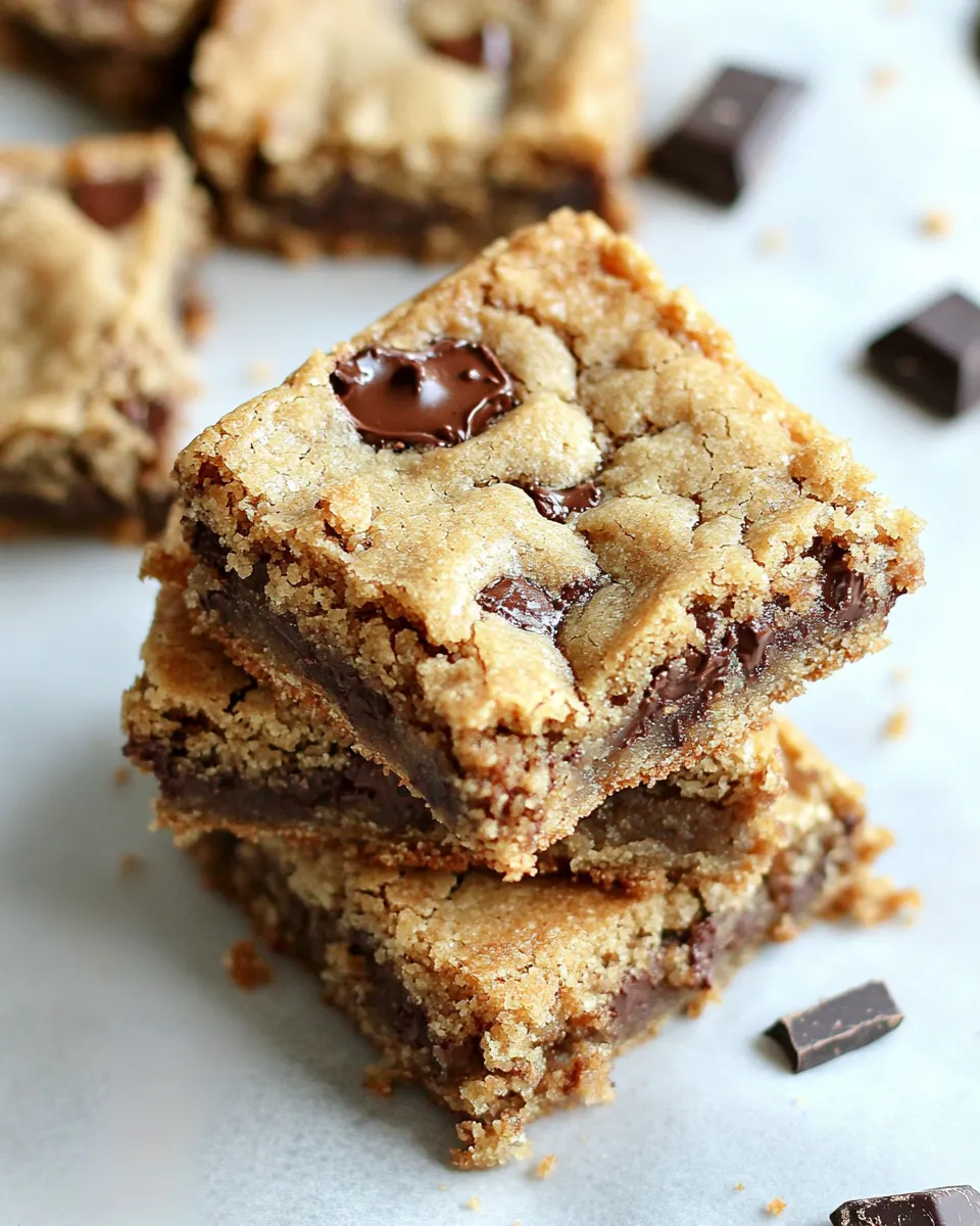 Delicious Coconut Oil Chocolate Chunk Cookie Bars food shot