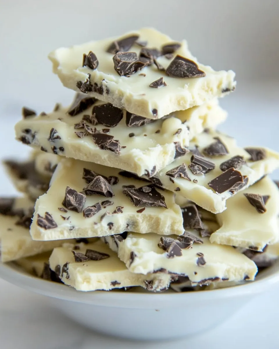 Easy Cookies and Cream White Chocolate Bark food shot