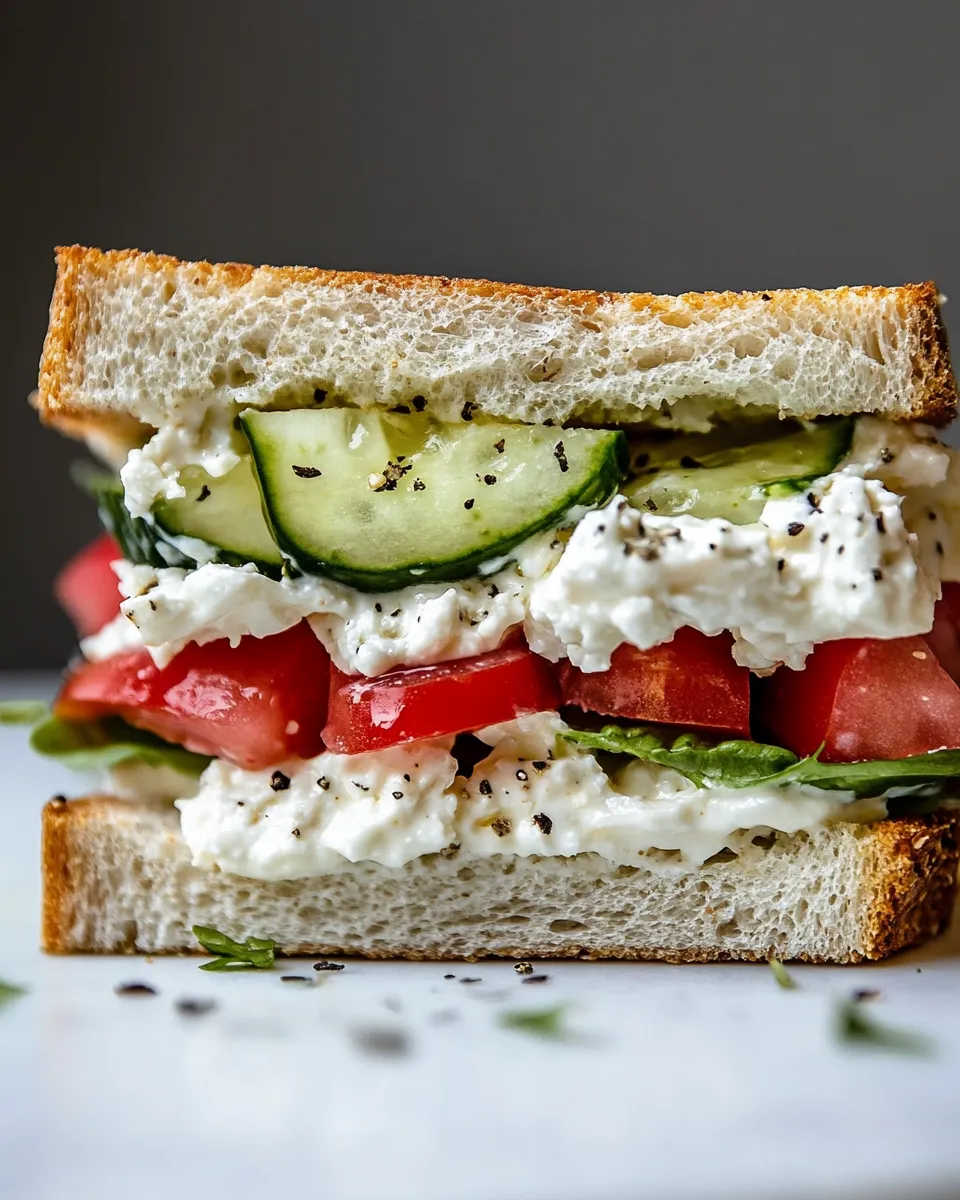 Delicious Cottage Cheese Sandwich food shot