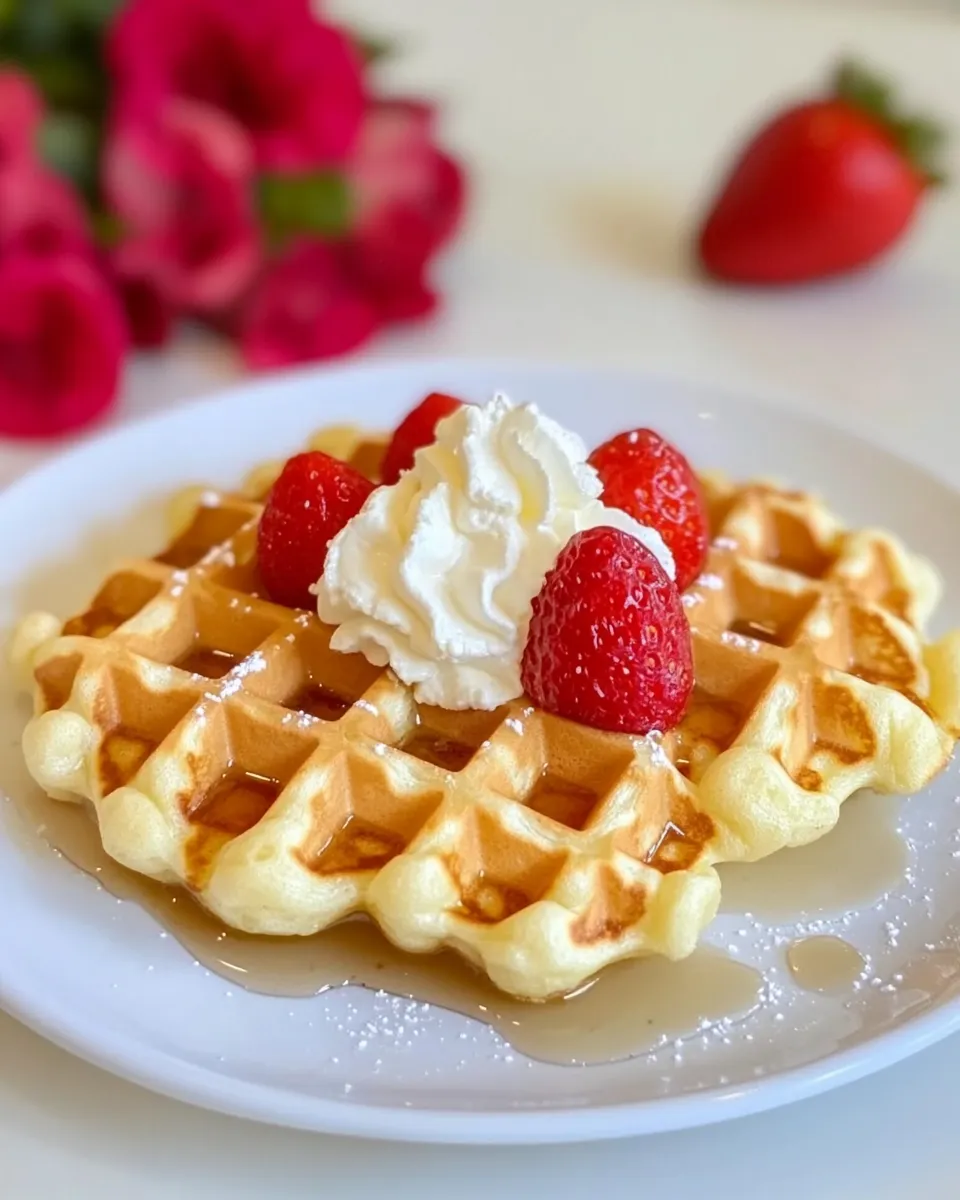Delicious Cottage Cheese Waffles food shot