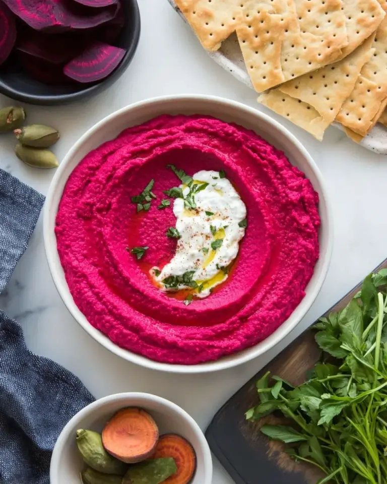 Homemade Creamy Beet Hummus with Yogurt recipe photo