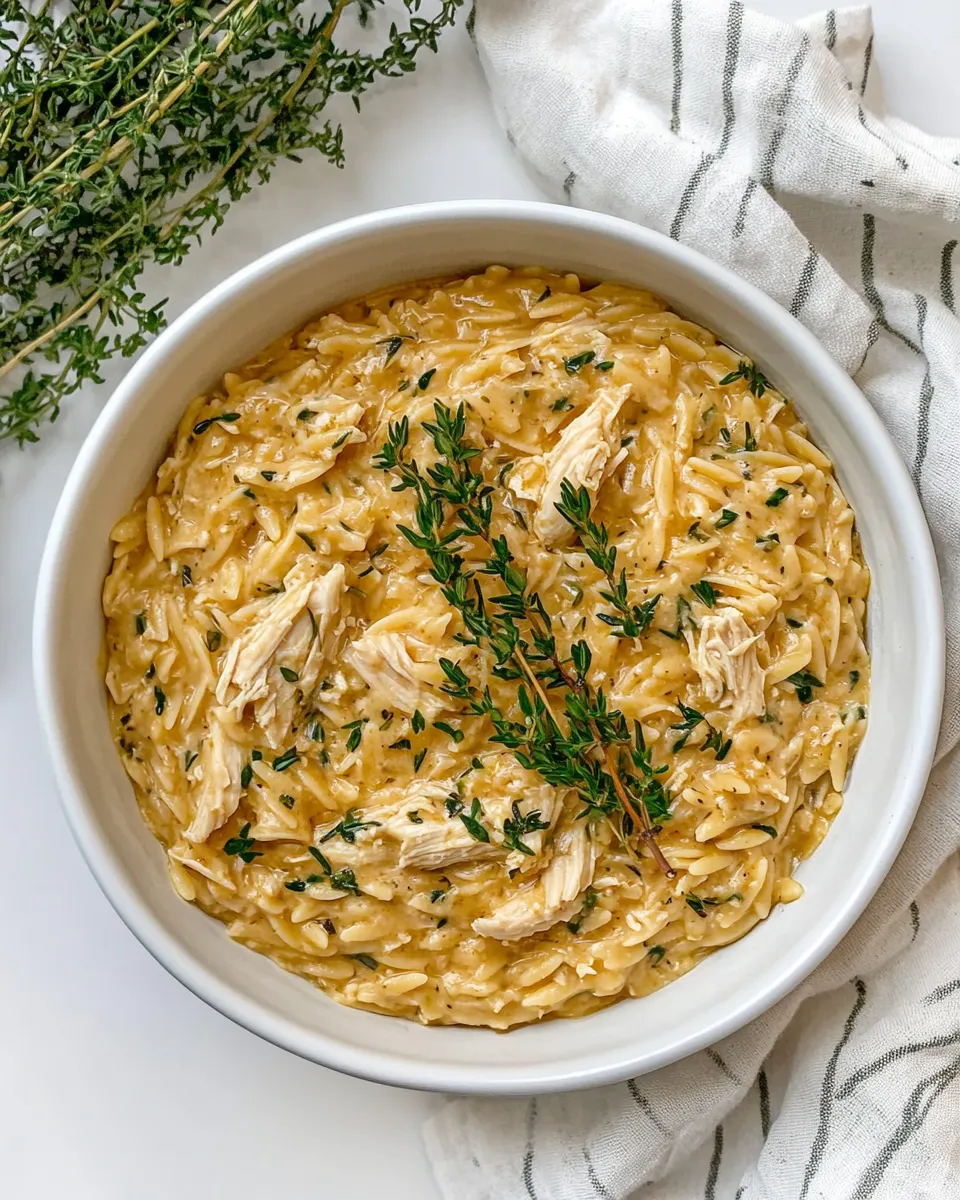 Easy Creamy Chicken Orzo food shot