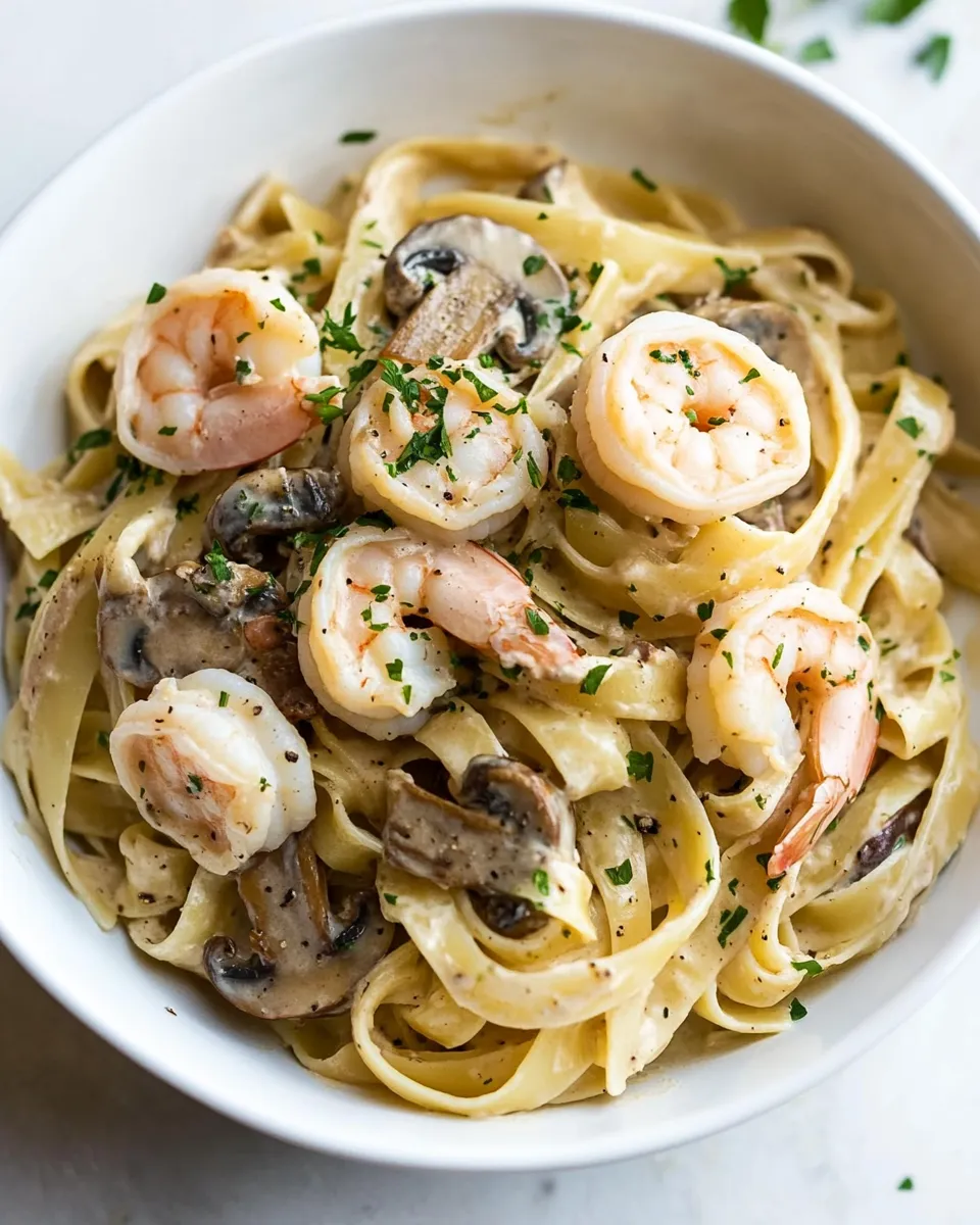 Homemade Creamy Shrimp and Mushroom Pasta recipe photo