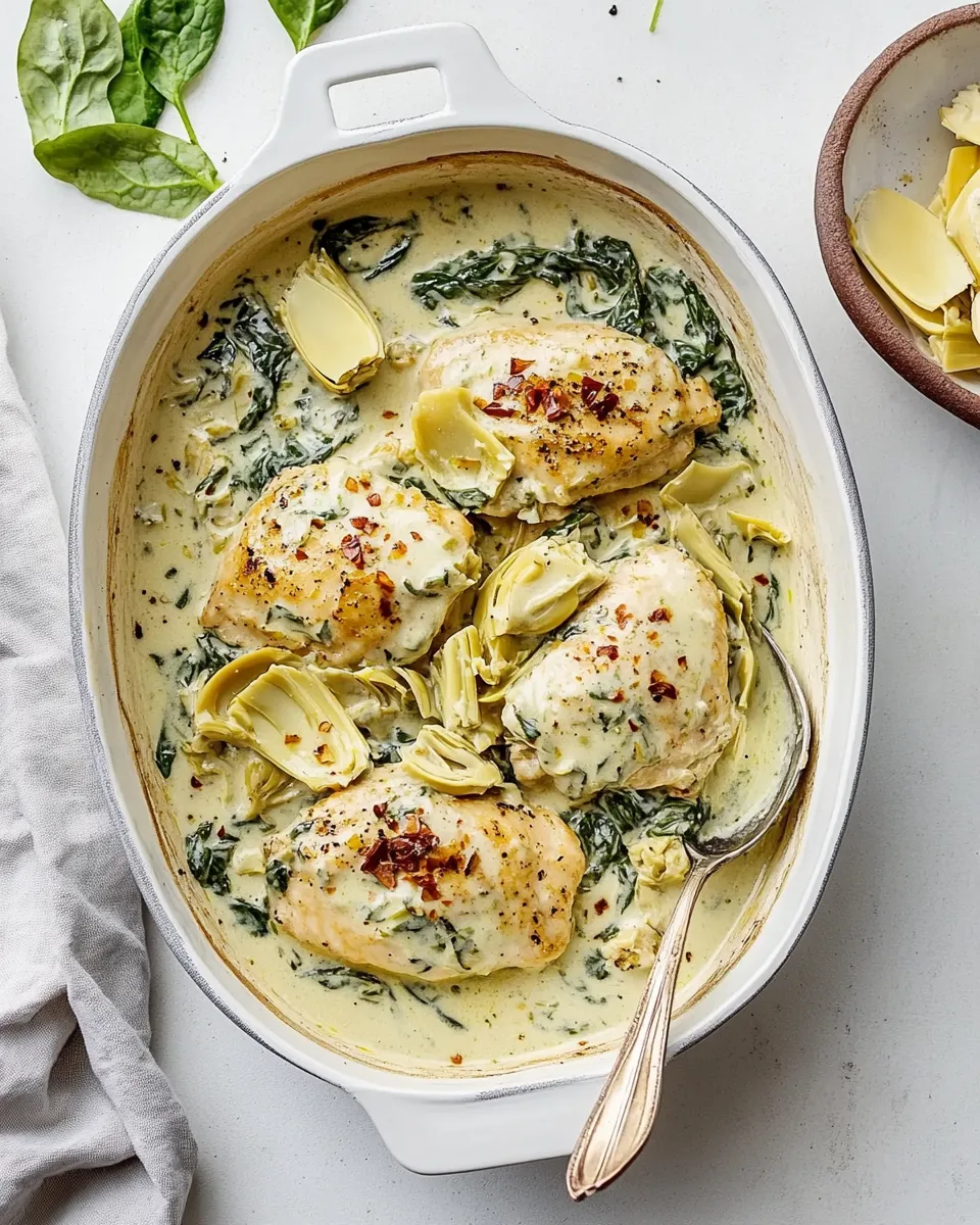 Homemade Creamy Spinach Artichoke Chicken photo