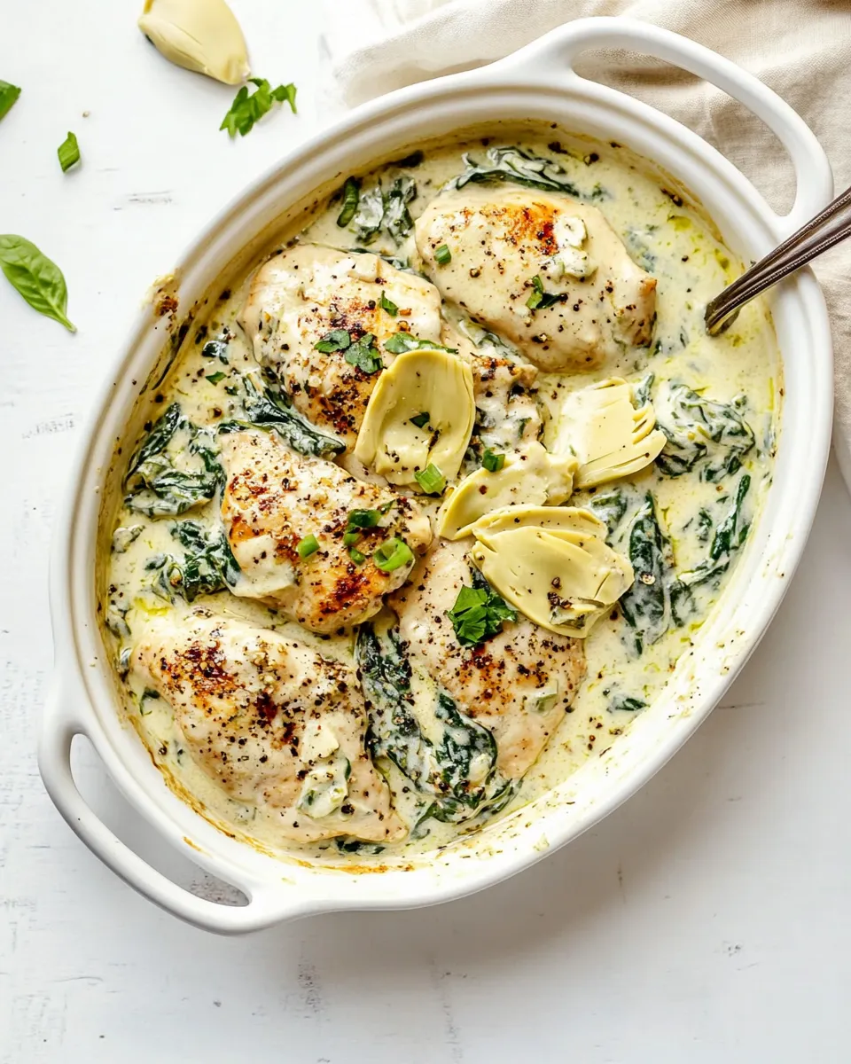 Delicious Creamy Spinach Artichoke Chicken picture