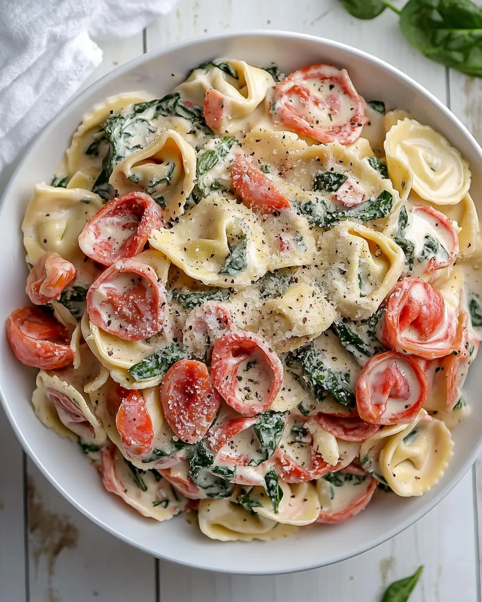 Classic Creamy Spinach Tomato Tortellini image