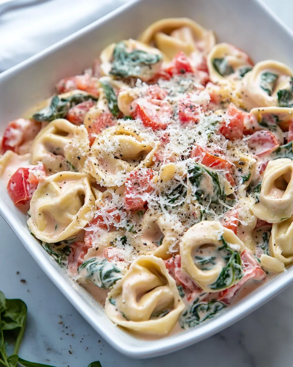 Easy Creamy Spinach Tomato Tortellini recipe photo