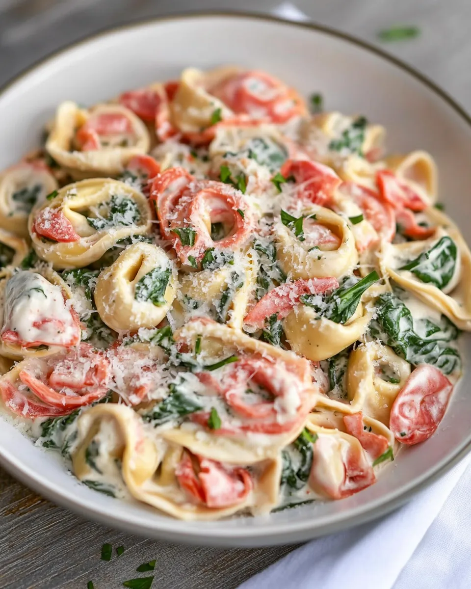 Delicious Creamy Spinach Tomato Tortellini dish photo