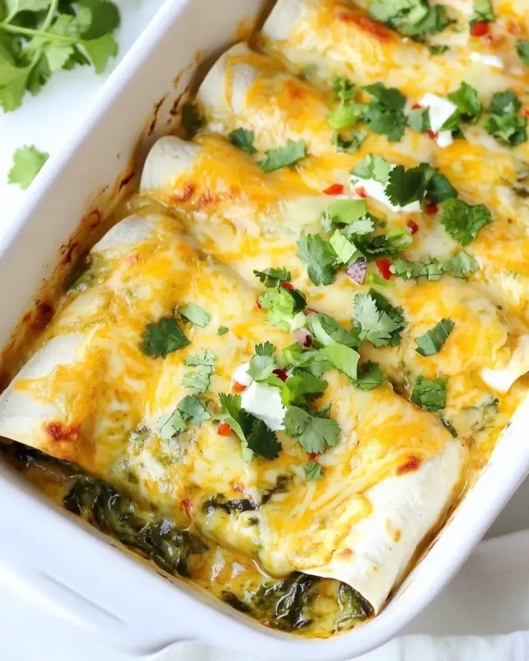 Homemade Creamy Spinach and Cheese Green Chile Enchiladas recipe photo