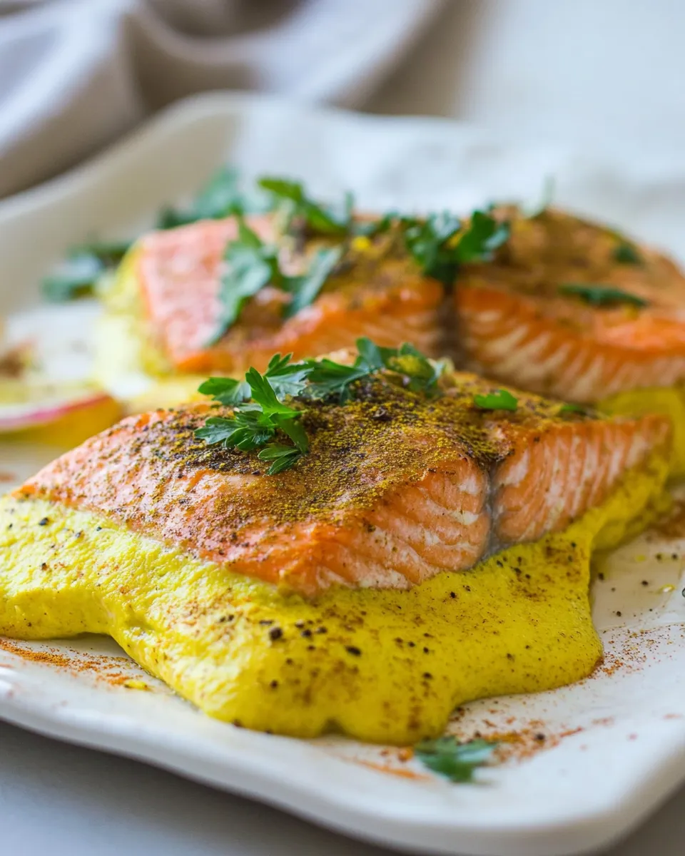 Homemade Creamy Turmeric Ginger Baked Sockeye Salmon photo