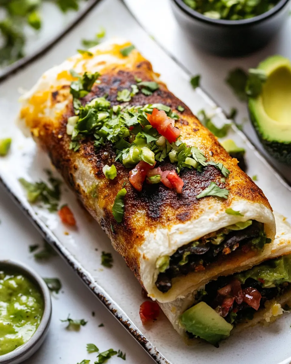 Delicious Crispy Cheese Poblano Avocado Burrito. image