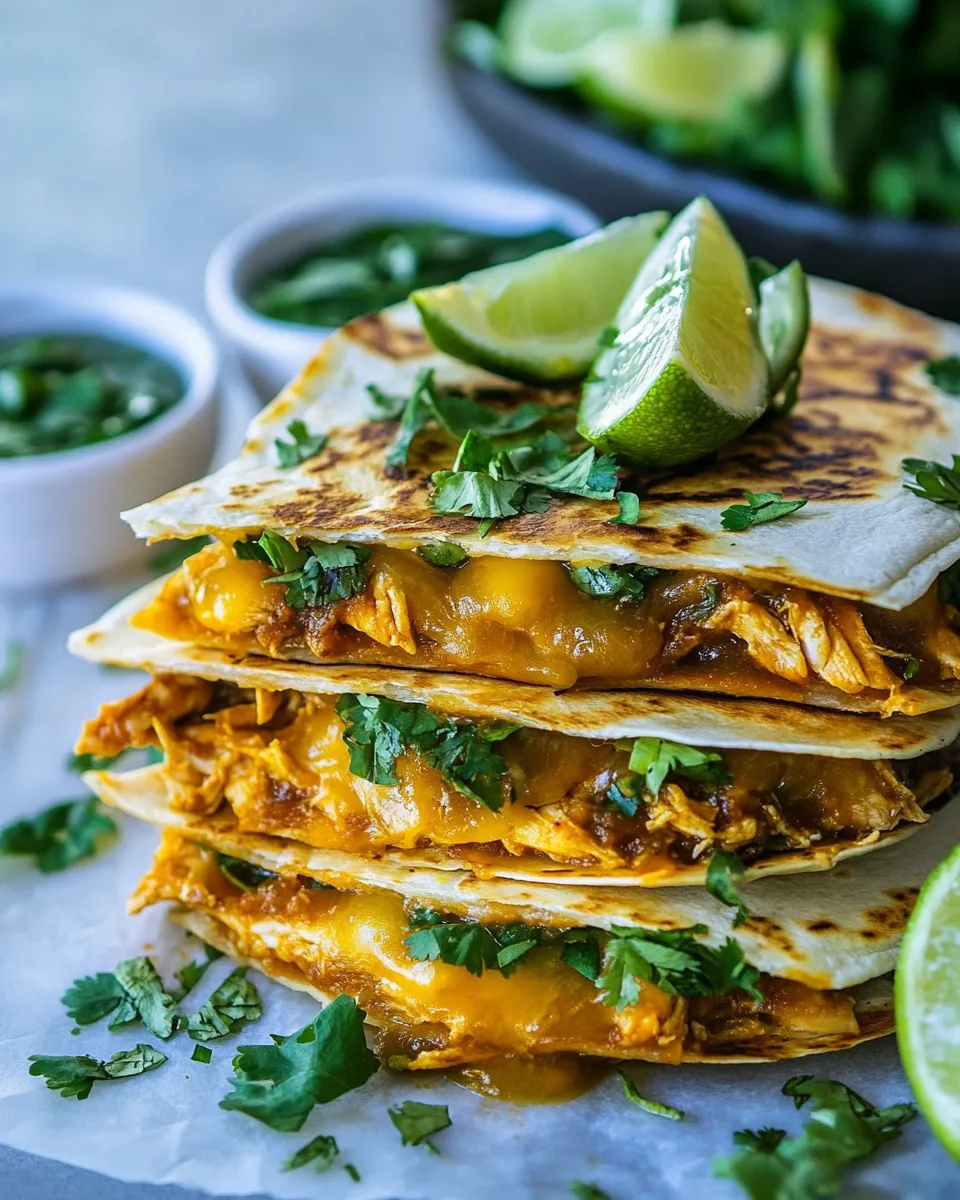 Homemade Crispy Chicken Tinga Quesadillas. recipe photo