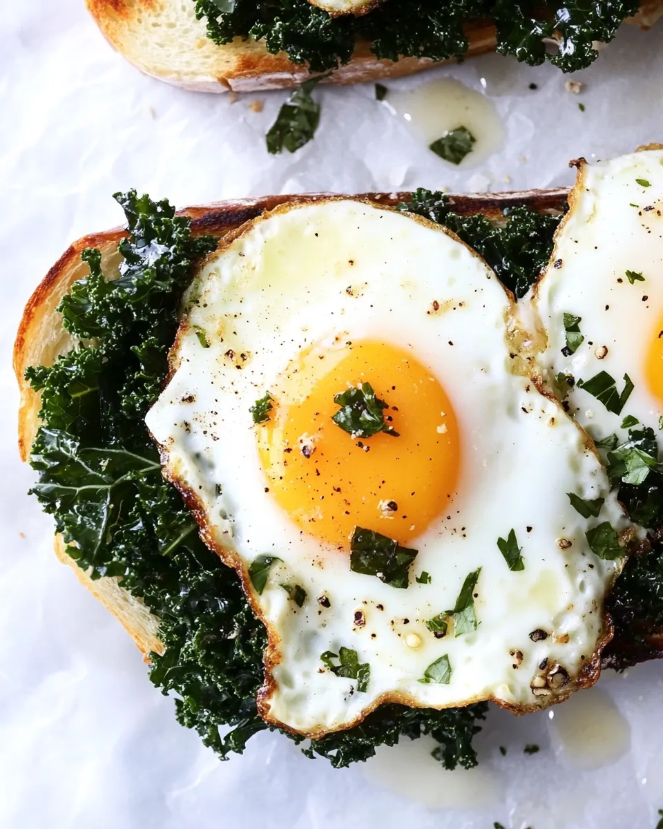 Delicious Crispy Kale Grilled Cheese with Fried Eggs. picture