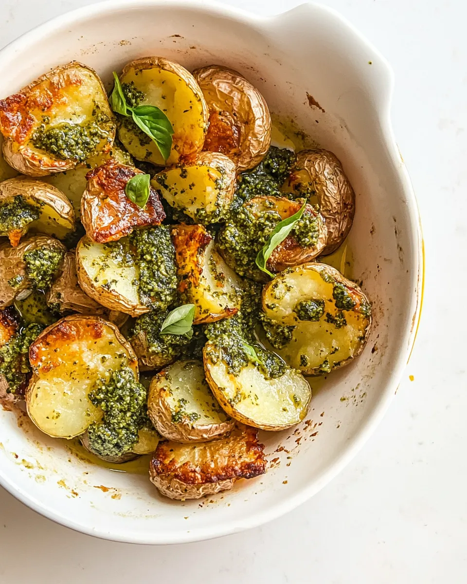 Homemade Crispy Pesto Smashed Potatoes. recipe photo