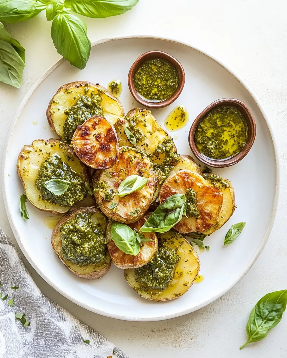 Classic Crispy Pesto Smashed Potatoes. dish photo