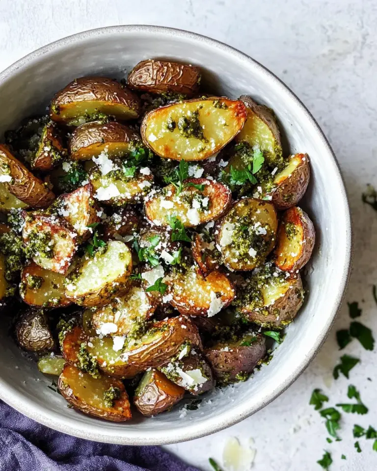 Homemade Crispy Potatoes with Pesto and Parmesan photo