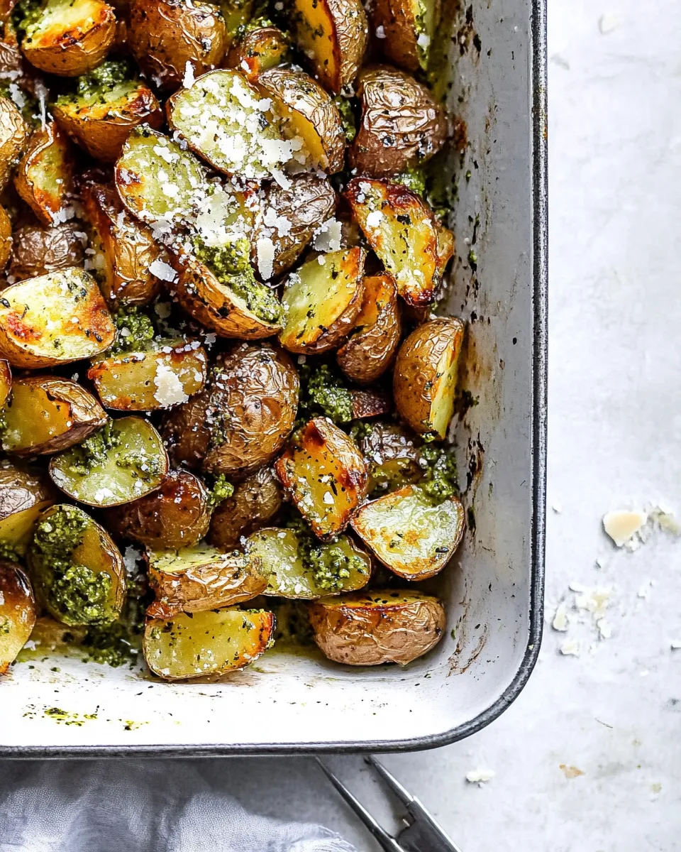 Classic Crispy Potatoes with Pesto and Parmesan image