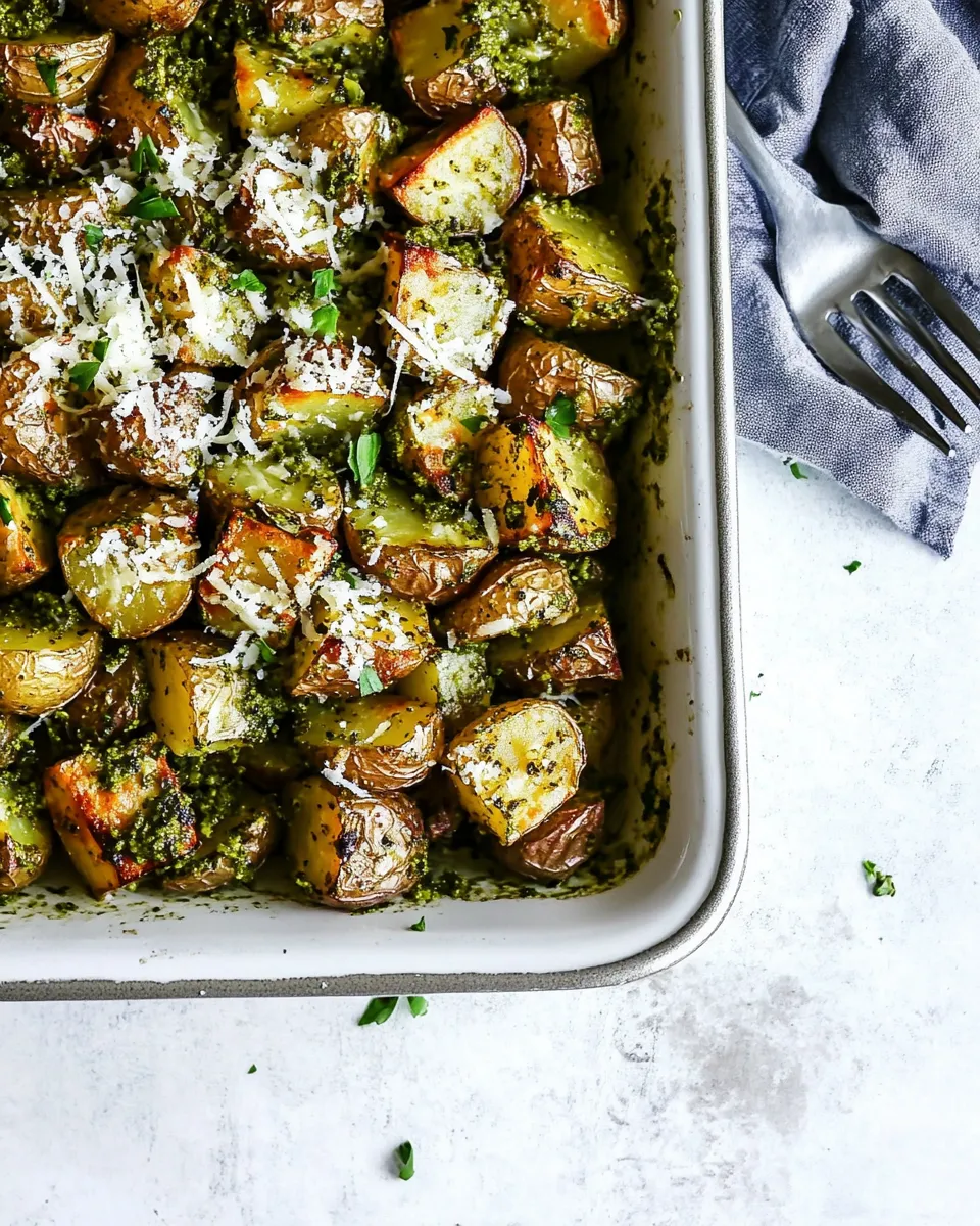 Easy Crispy Potatoes with Pesto and Parmesan recipe image