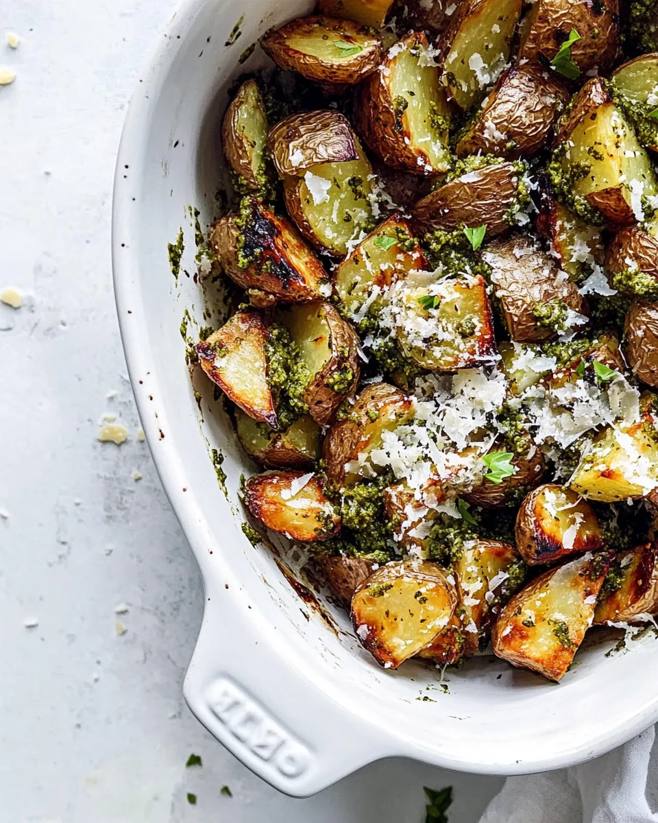 Delicious Crispy Potatoes with Pesto and Parmesan dish photo