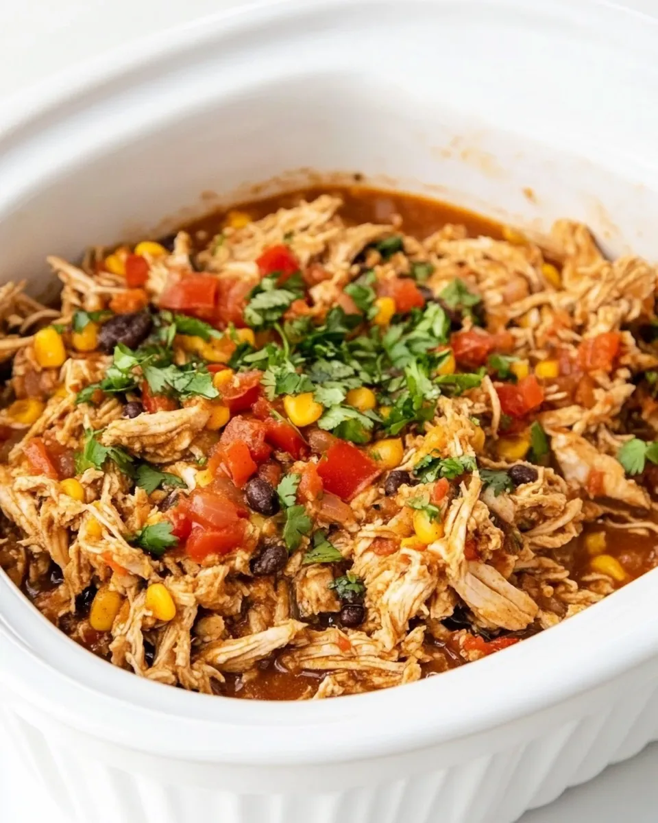 Delicious Crockpot Mexican Shredded Chicken plate image