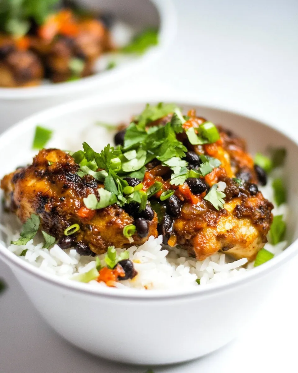 Easy Cuban Black Beans Chicken With Rice food shot