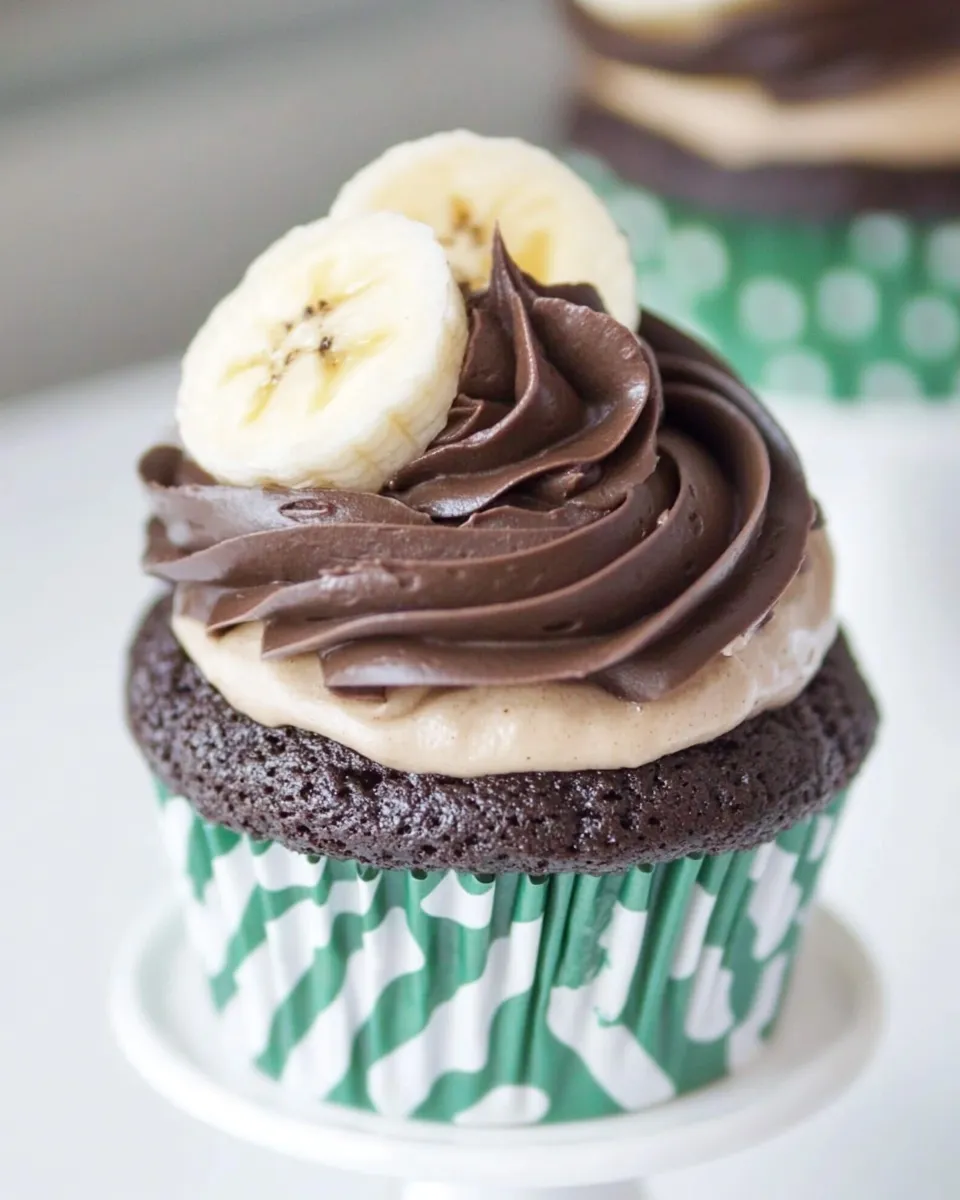 Delicious Dark Chocolate Banana Cupcakes plate image