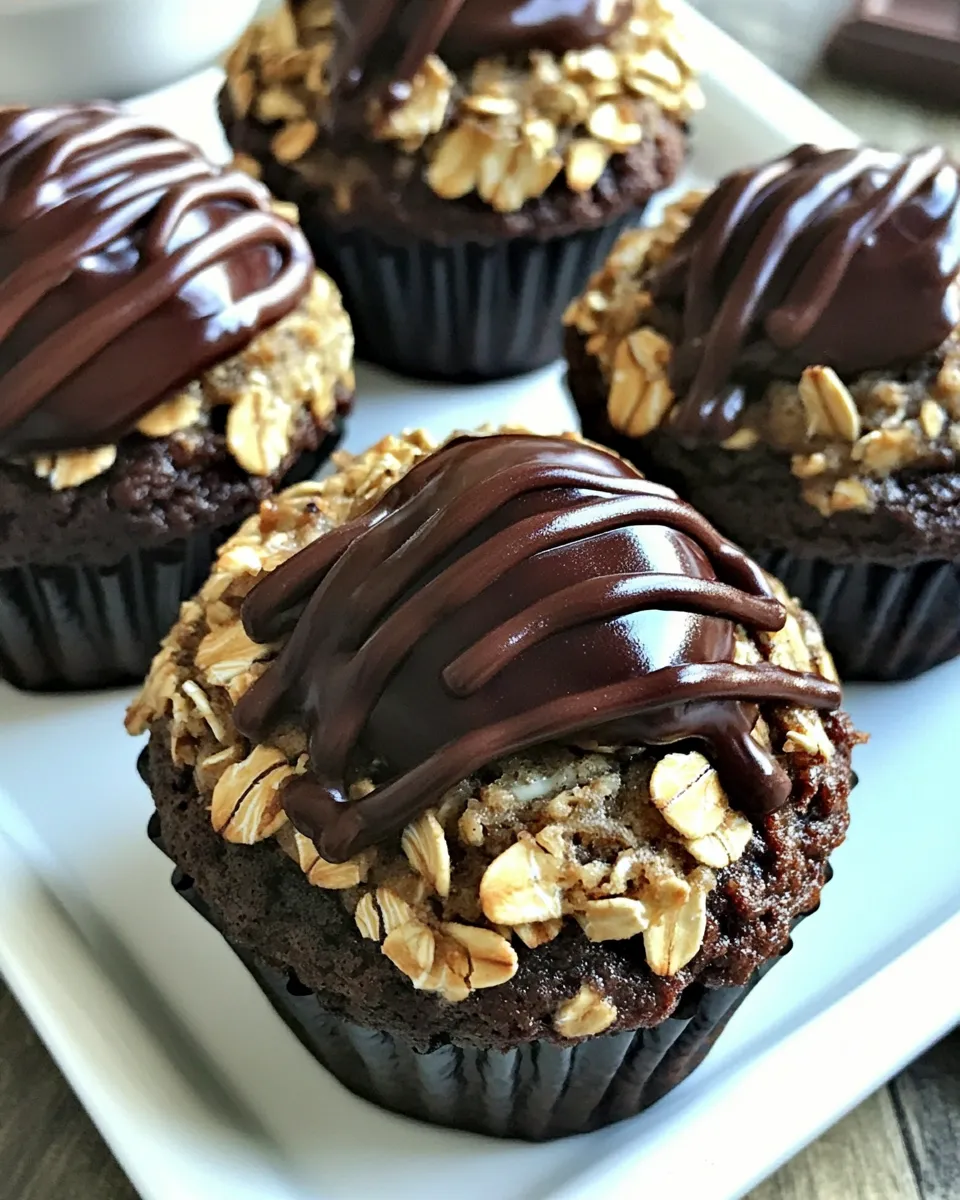 Delicious Dark Chocolate Oatmeal Cookie Cupcakes food shot