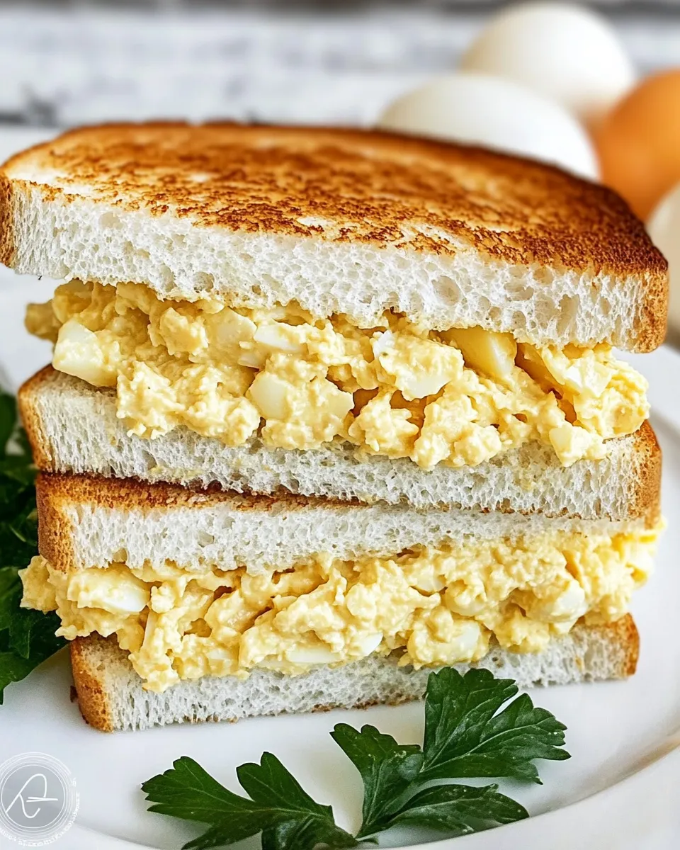 Easy Deviled Egg Salad Sandwich food shot
