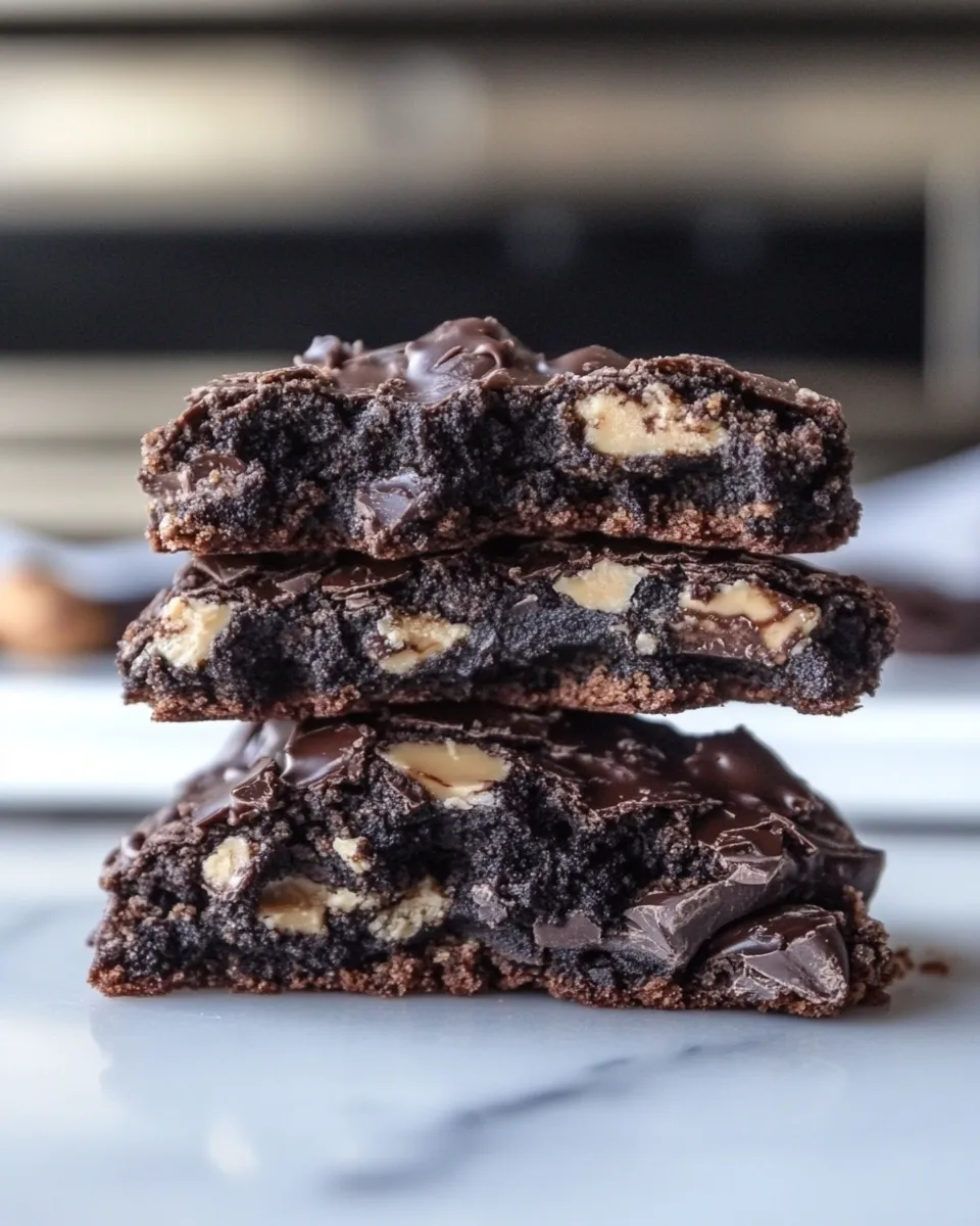 Delicious Double Dark Chocolate Peanut Butter Cup Cookies. image