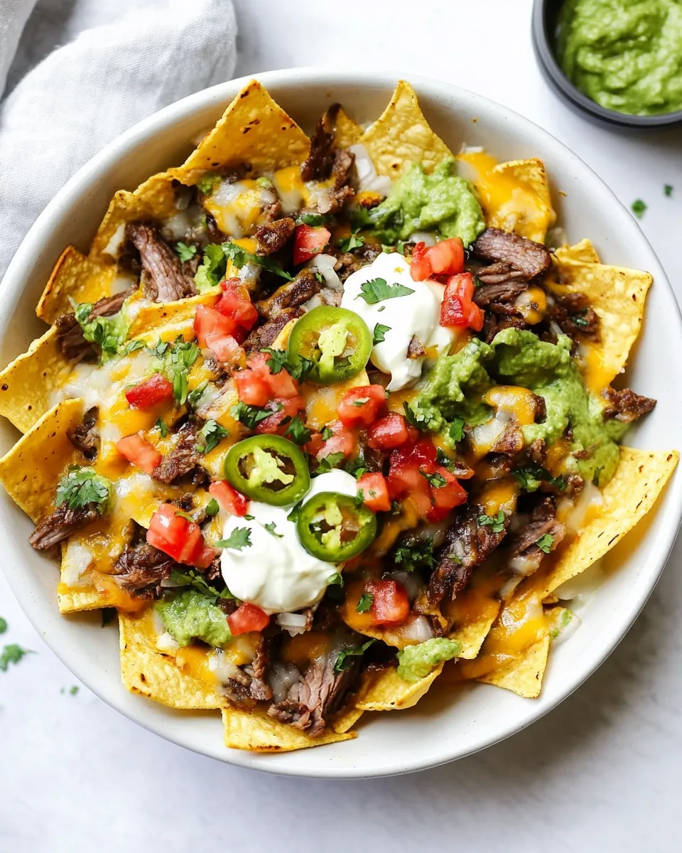 Quick Easy Carne Asada Nachos food shot