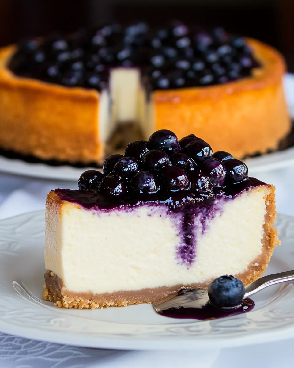 Classic Easy Cheesecake with Blueberry Topping (No Water Bath) dish photo
