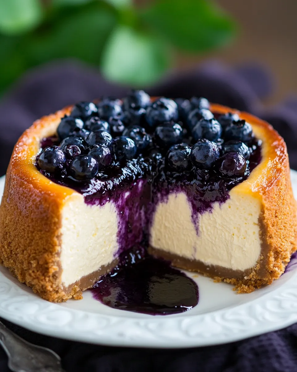 Delicious Easy Cheesecake with Blueberry Topping (No Water Bath) recipe image