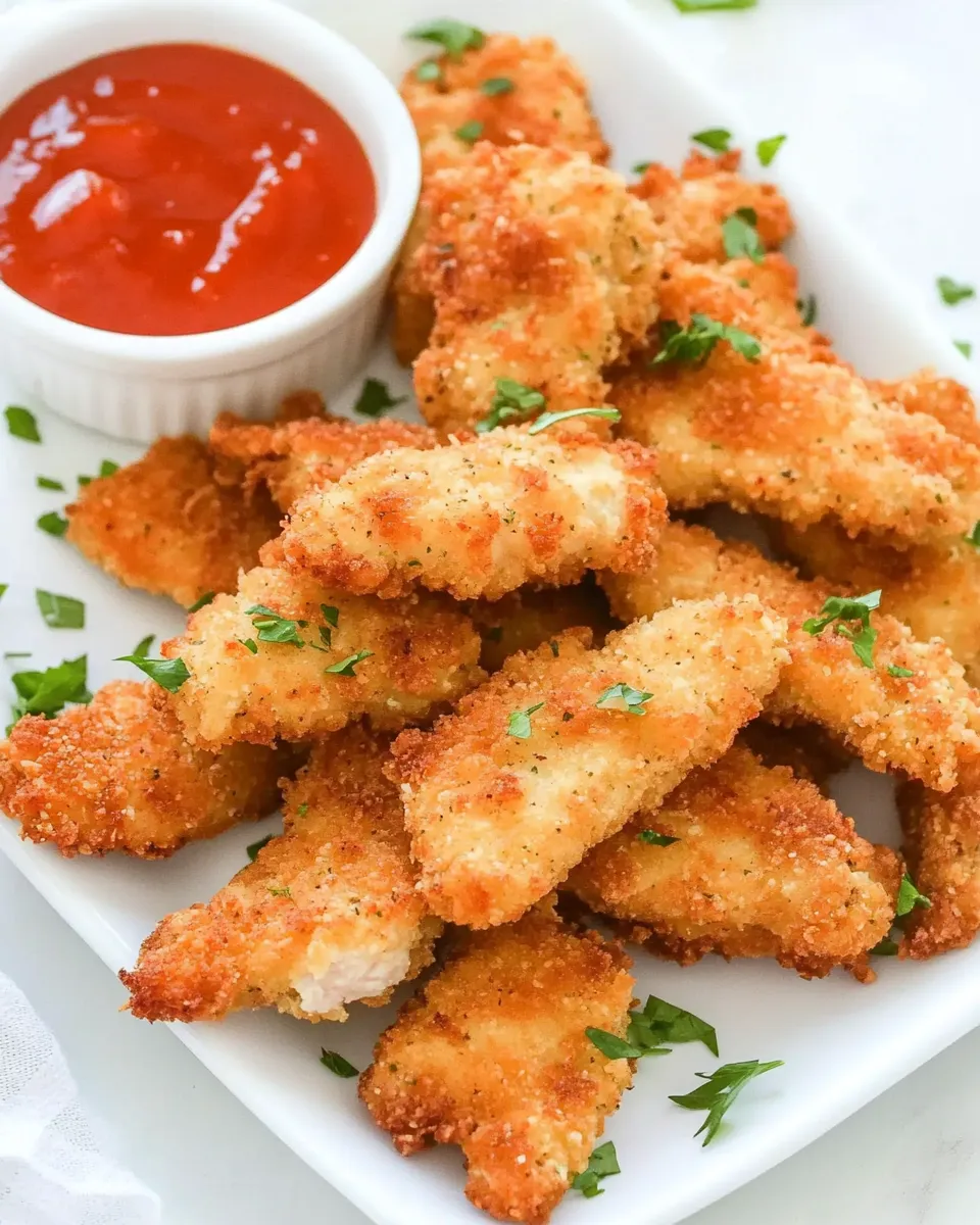 Delicious Easy Chicken Strips Recipe (Giant Chicken Nuggets) food shot