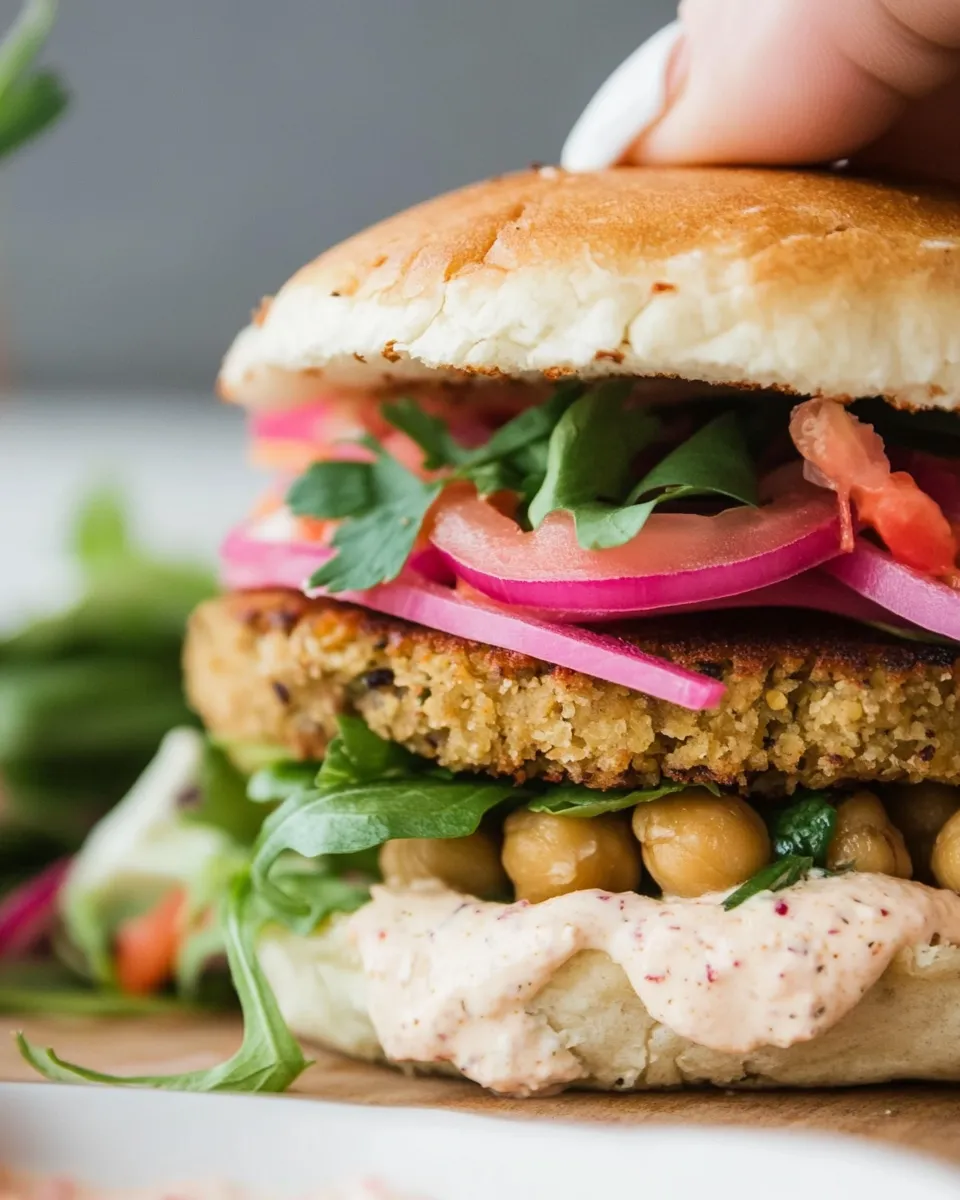 Quick Easy Chickpea Veggie Burger Recipe (No Food Processor) recipe image
