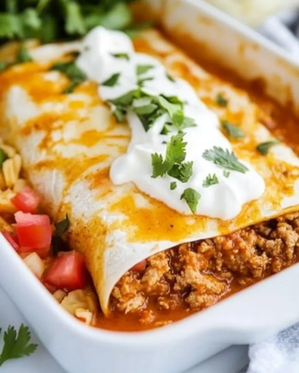 Delicious Easy Ground Turkey Enchiladas food shot