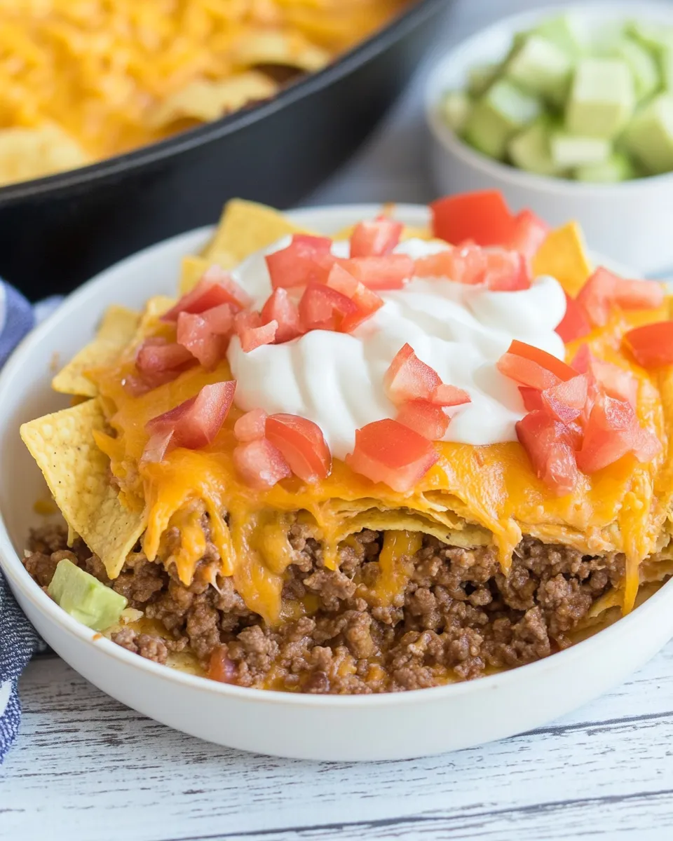 Quick Easy Retro Skillet Taco Pie food shot