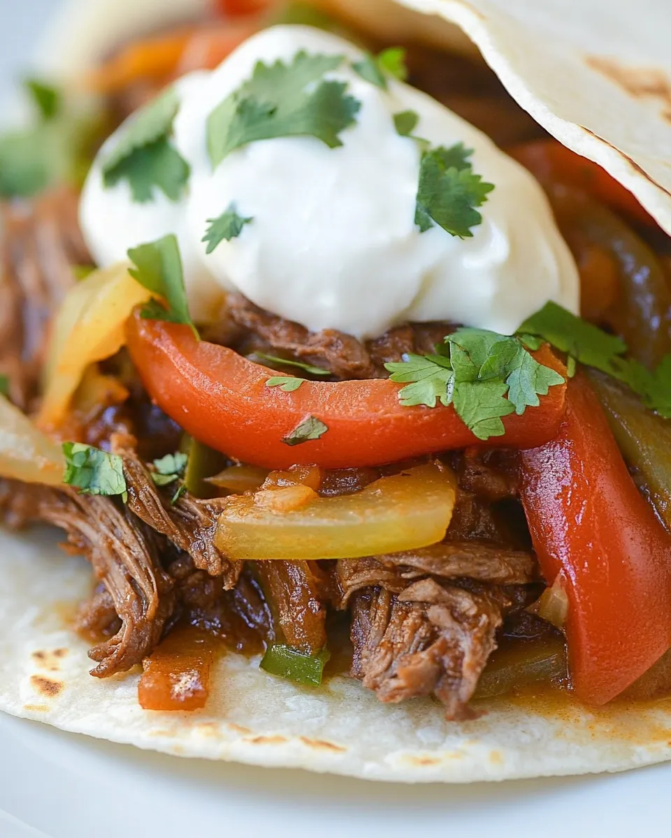 Delicious Easy Slow Cooker Beef Fajitas for Two food shot
