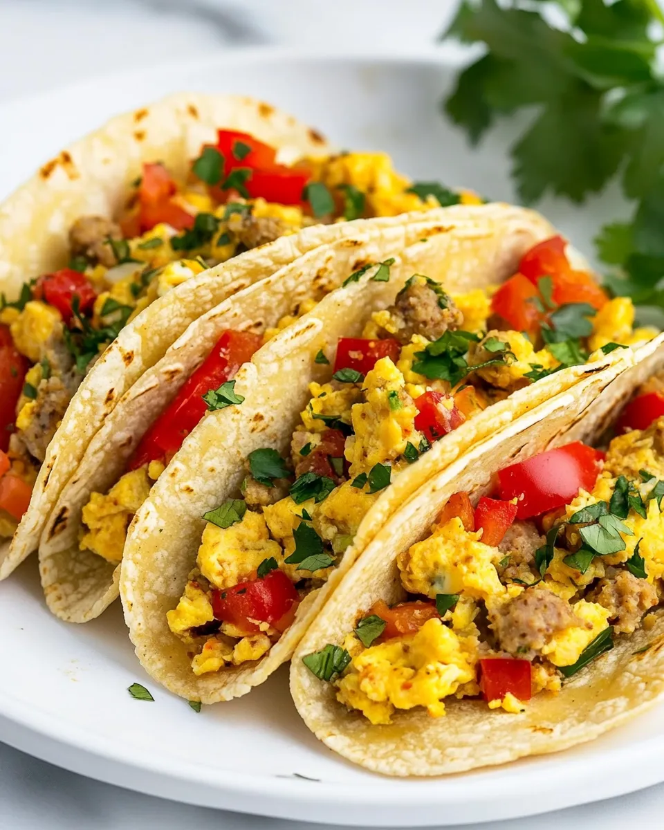Classic Egg and Turkey Sausage Breakfast Tacos dish photo
